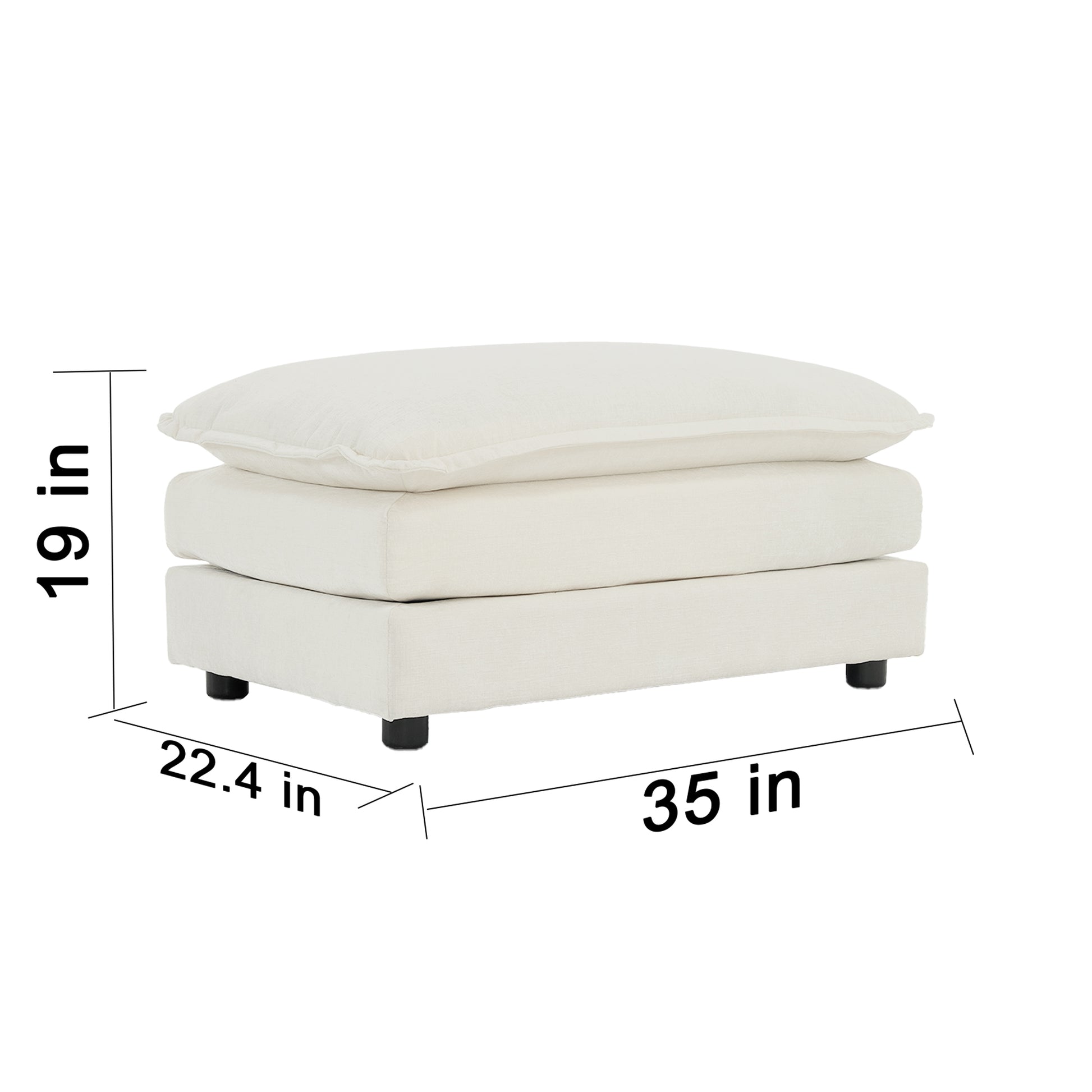 Chenille Fabric Ottomans Footrest To Combine With 2 Seater Sofa, 3 Seater Sofa And 4 Seater Sofa, White Chenille White Chenille