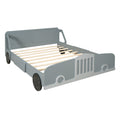 Full Size Car Shaped Platform Bed With Wheels,Gray Gray Plywood