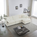 Free Combination Comfy Upholstery Modular Oversized L Shaped Sectional Sofa With Reversible Ottoman, White Chenille White Chenille 3 Seat