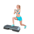 Adjustable Aerobic Stepper Workout Step With 4 Risers Fitness & Exercise Platform Trainer Black Blue Plastic