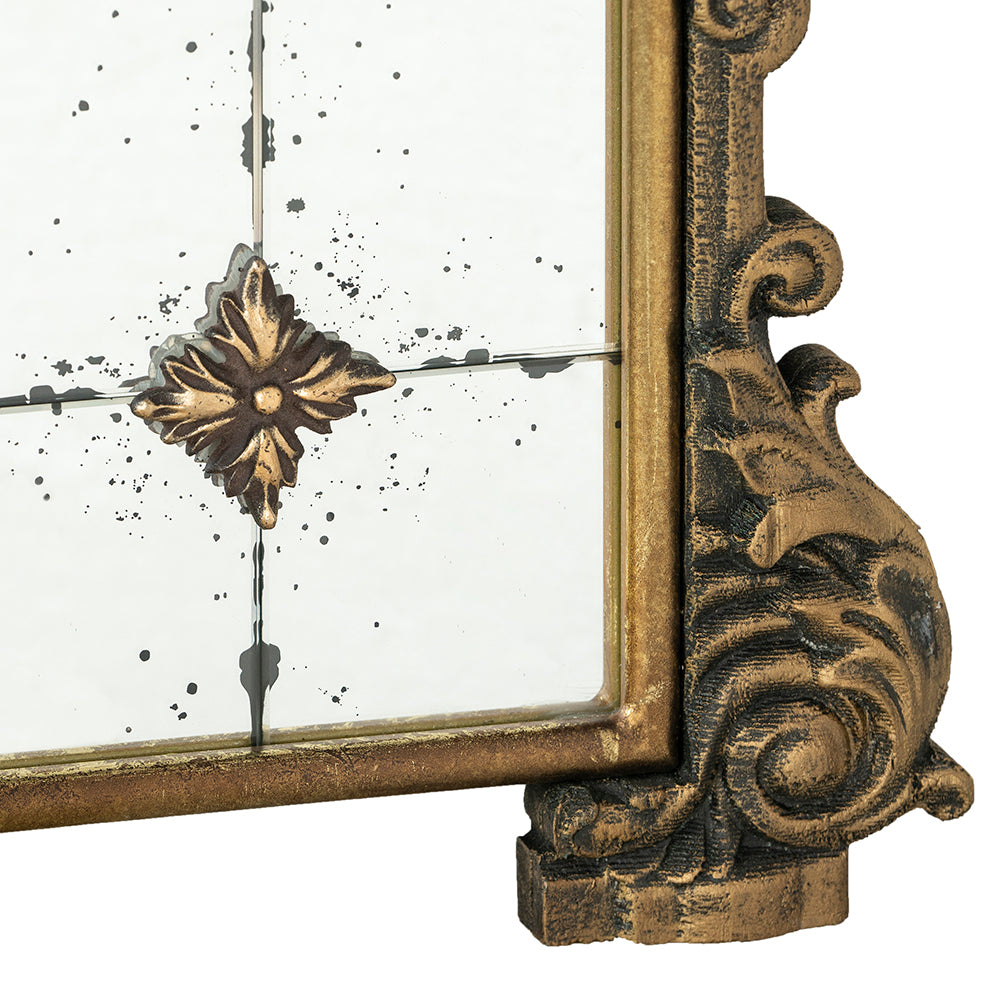 24" X 48.5" Antique Gold Arched Mirror With Metal Frame, Full Length Mirror For Living Room Bathroom Entryway Gold Iron