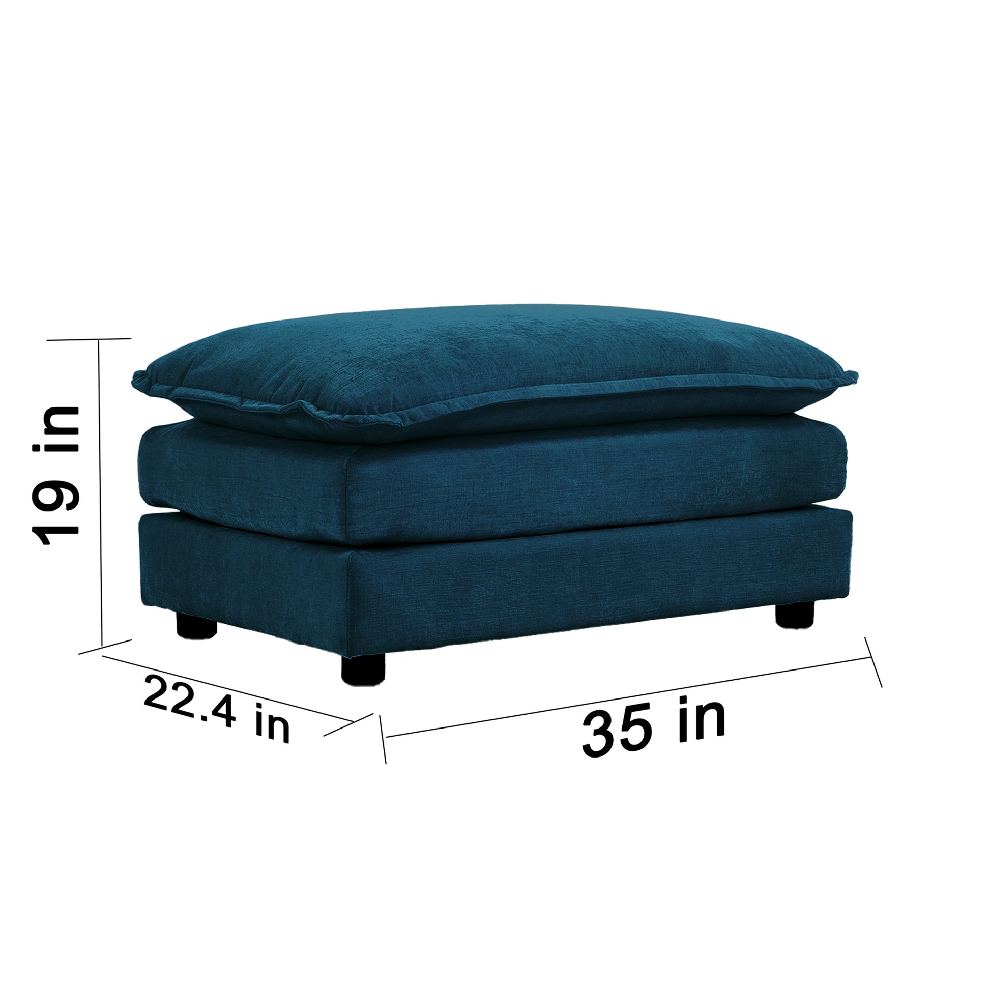 Chenille Fabric Ottomans Footrest To Combine With 2 Seater Sofa, 3 Seater Sofa And 4 Seater Sofa, Blue Chenille Blue Chenille