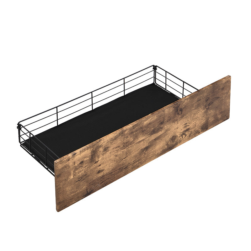 Queen Bed Frame, Storage Headboard With Charging Station, Solid And Stable, Noise Free, No Box Spring Needed, Easy Assembly Queen Antique Brown Metal Bedroom Bed Frame Metal & Wood