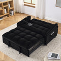 Loveseats Sofa Bed With Pull Out Bed,Adjsutable Back And Two Arm Pocket,Typec And Usb Charging With Copper Nail,Black 47