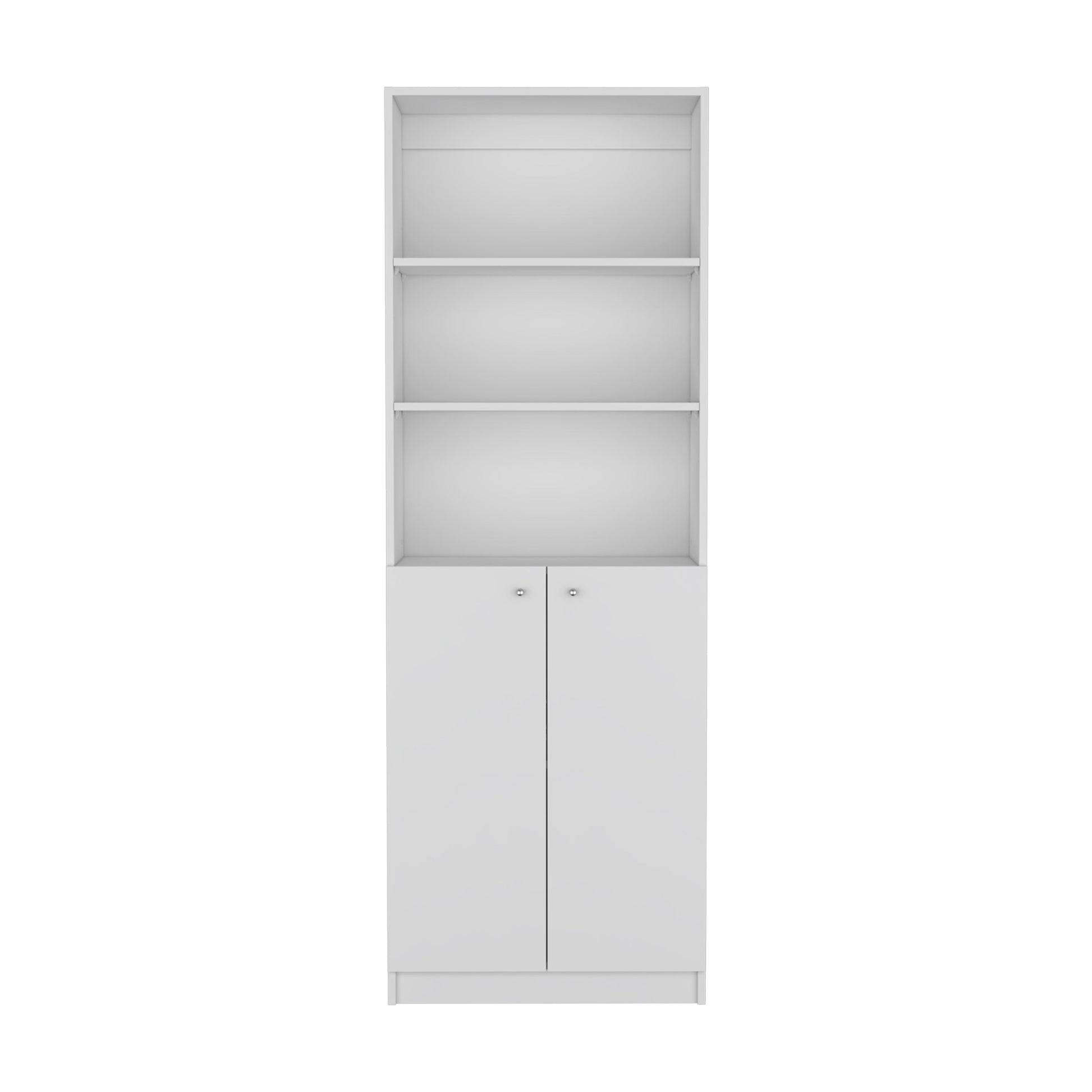 Home 2 Door Bookcase, Modern Storage Unit With Dual Doors And Multi Tier Shelves White Office White Particle Board Particle Board