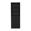 Home 2 Door Bookcase, Modern Storage Unit With Dual Doors And Multi Tier Shelves Black Particle Board Particle Board