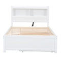 Full Size Platform Bed With Trundle, Drawers And Usb Plugs, White Full White Pine