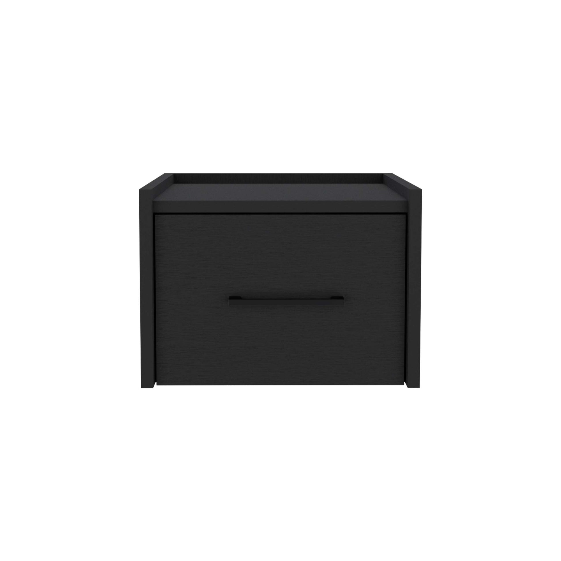 Boa Floating Nightstandend Table, Side Table Wall Mounted Single Drawer Design With Handle Black Bedroom Black Particle Board Particle Board