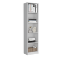 Home Xs Bookcase With 5 Tier Shelves And Slim Design White Office White Particle Board Particle Board