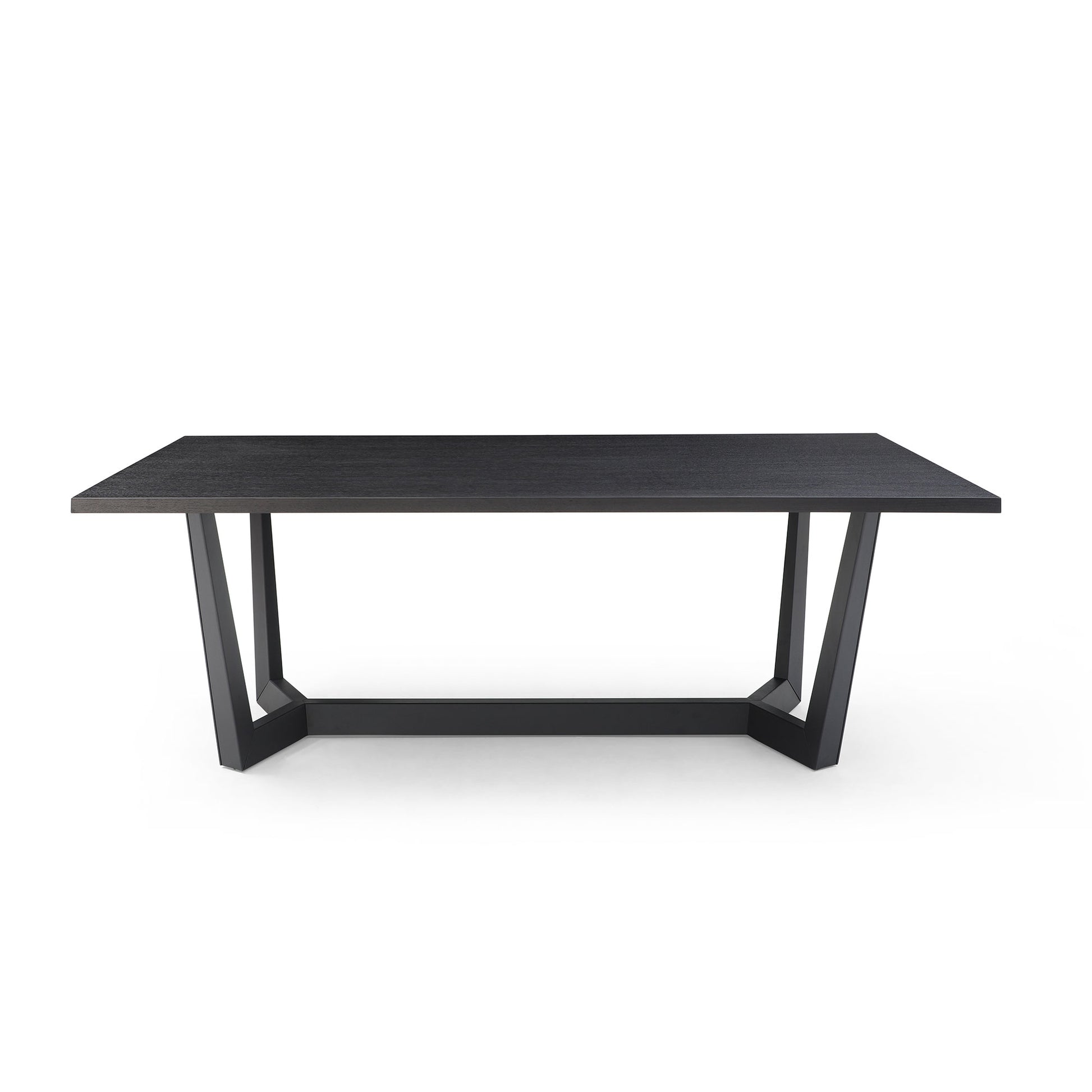 86.86" Dining Table Mid Century Modern Rectangle Mdf Kitchen Table For Dining Room Balcony Cafe Bar Conference Matt Black Matt Black Foam Mdf Steel