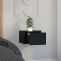 Boa Floating Nightstandend Table, Side Table Wall Mounted Single Drawer Design With Handle Black Bedroom Black Particle Board Particle Board