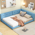 Upholstered Full Size Platform Bed With Usb Ports, Blue Full Blue Linen