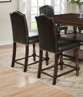 Traditional Style Counter Height Dining Side Chair 2Pc Set Espresso Pu Leather Upholstered Seat Dark Espresso Brown Finish Trim Turned Front Legs Dining Room Wooden Furniture Polyurethane Brown Side Chair Tufted Back Wood