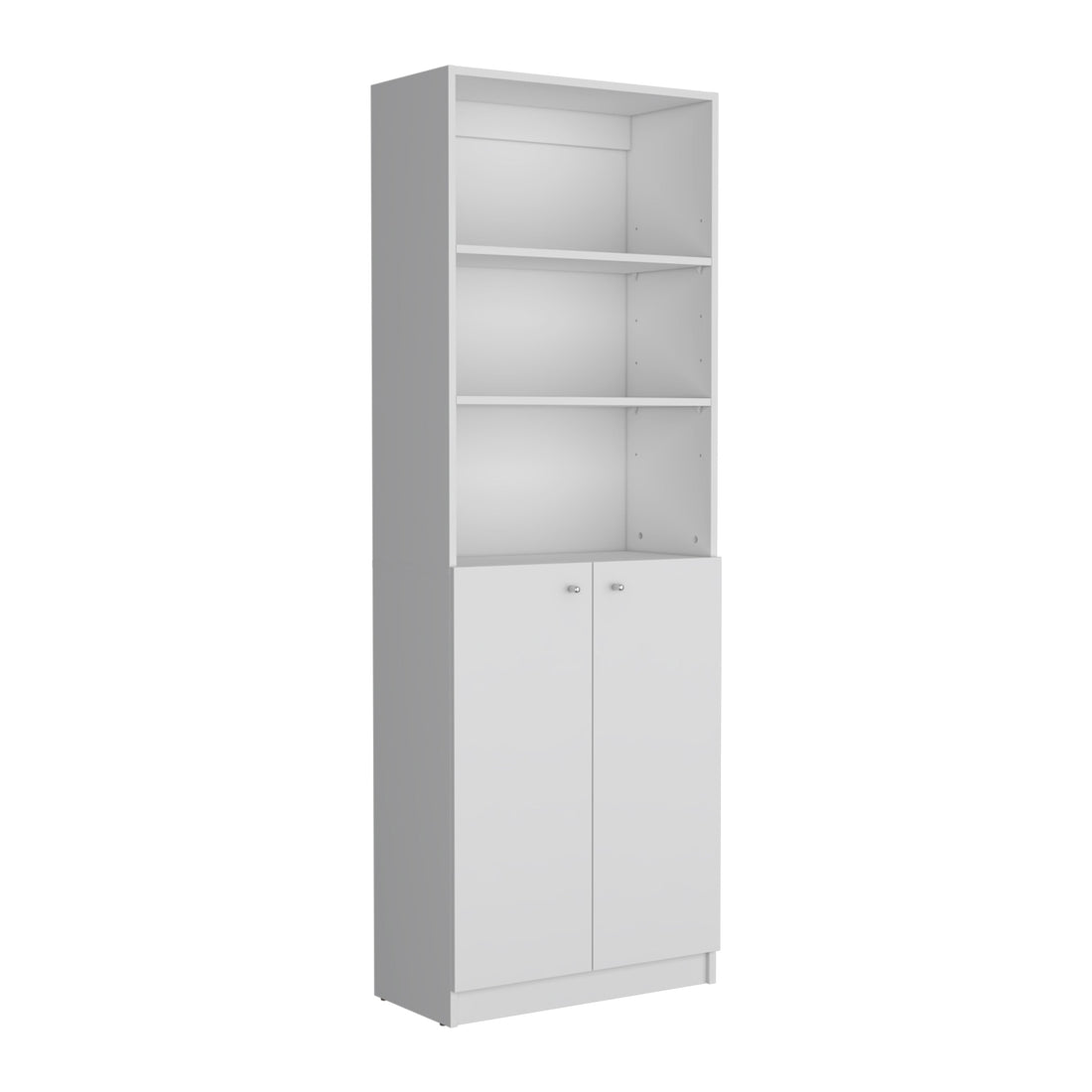 Home 2 Door Bookcase, Modern Storage Unit With Dual Doors And Multi Tier Shelves White Office White Particle Board Particle Board