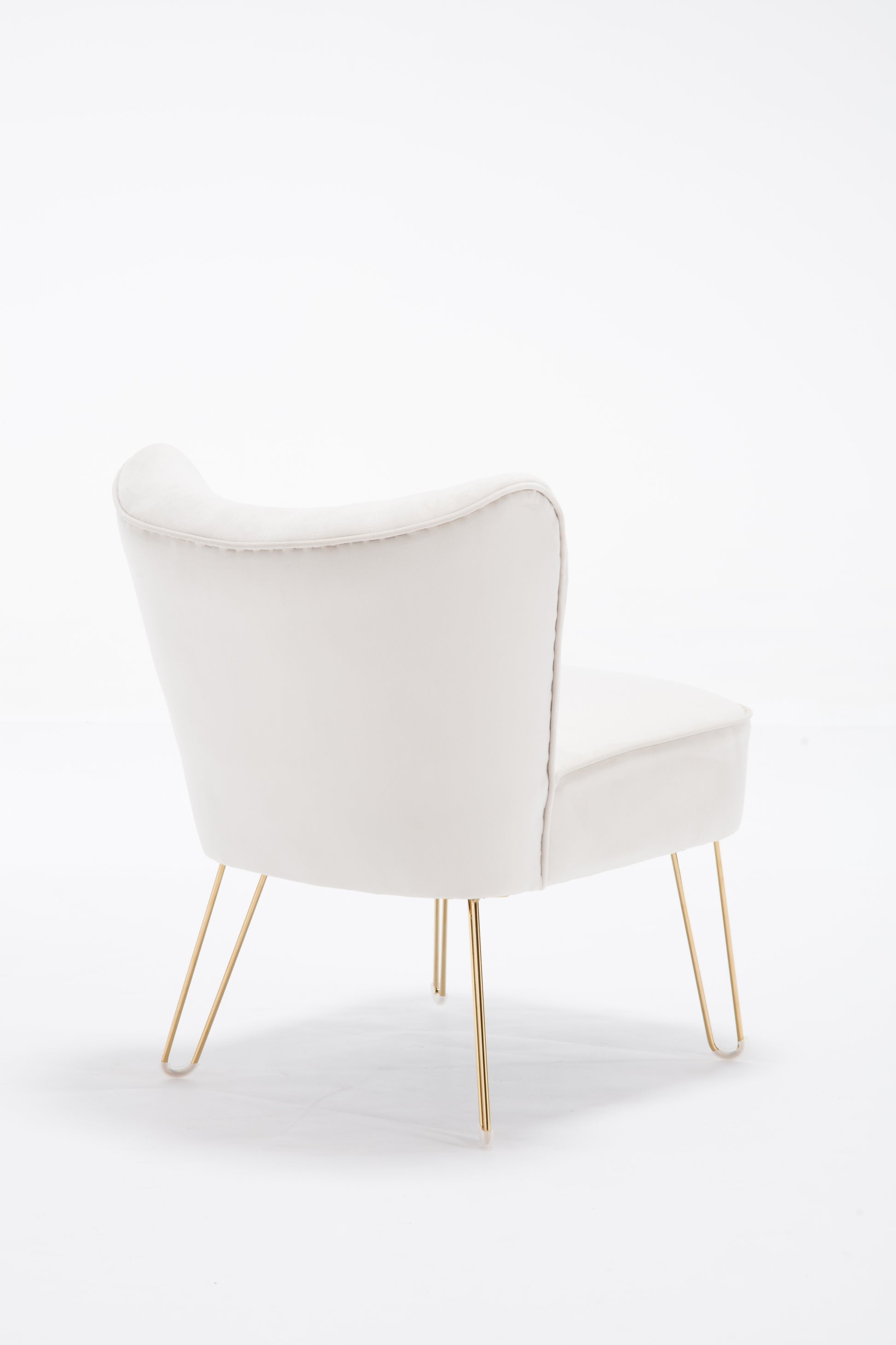 Hengming Modern Velvet Chair, Armless Side Chair, Metal Leg Chair, Suitable For Living Room And Bedroom Set Of 2 Beige Velvet