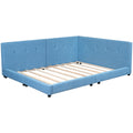 Upholstered Full Size Platform Bed With Usb Ports, Blue Full Blue Linen
