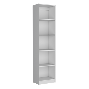 Home Xs Bookcase With 5 Tier Shelves And Slim Design White Office White Particle Board Particle Board