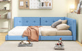 Upholstered Full Size Platform Bed With Usb Ports, Blue Full Blue Linen
