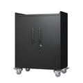 2 Door Tool Cabinets For Garage, Lockable Garage Storage Cabinet, Locking Metal Storage Cabinet With Wheels, Rolling Tool Chest, Assembly Required H34*W30.3*D18 Square 1 2 Shelves Powder Coated Black Office Adjustable Shelves American Traditional Steel