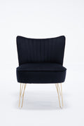 Hengming Modern Velvet Chair, Armless Side Chair, Metal Leg Chair, Suitable For Living Room And Bedroom Set Of 2 Black Velvet