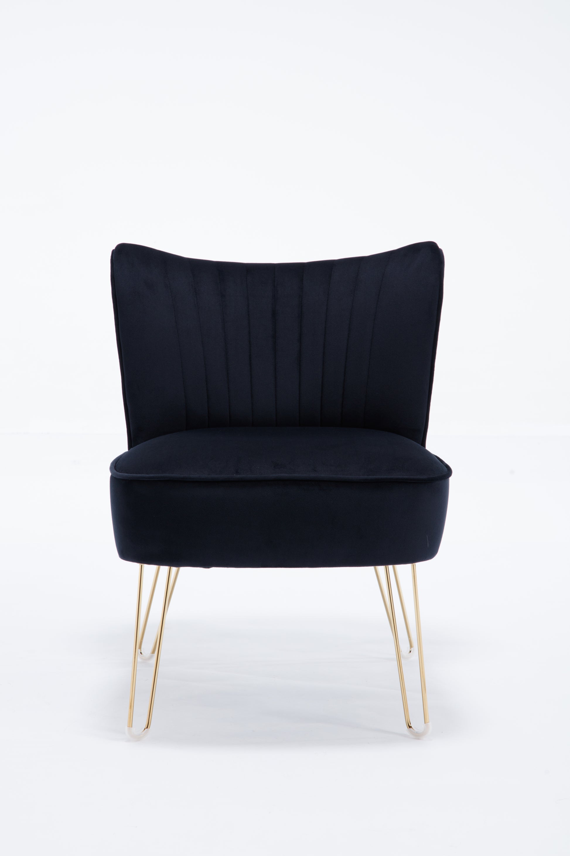 Hengming Modern Velvet Chair, Armless Side Chair, Metal Leg Chair, Suitable For Living Room And Bedroom Set Of 2 Black Velvet