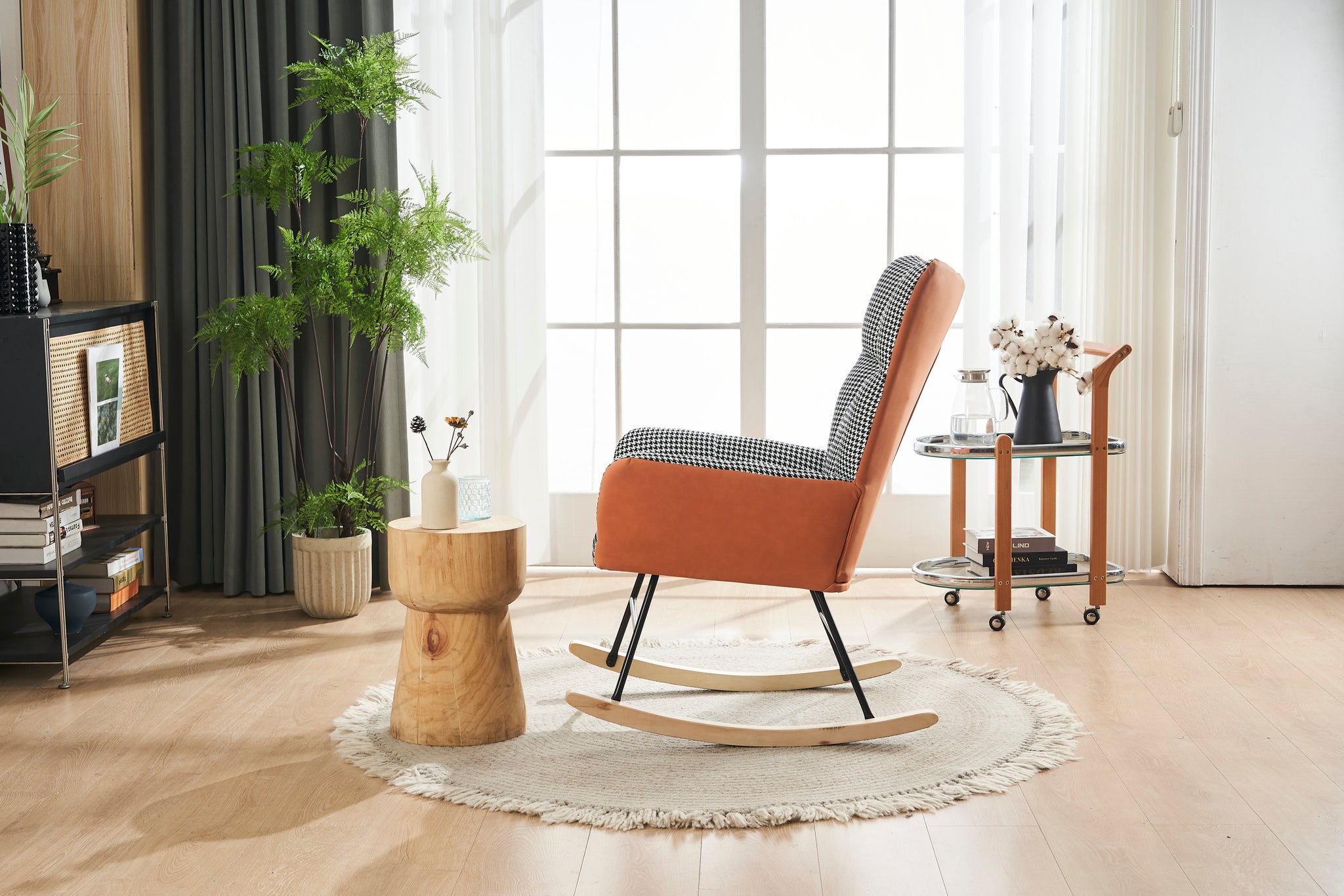 Rocking Chair Nursery, Solid Wood Legs Reading Chair orange-primary living space-modern-rocking