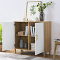 Most Comfortable Storage Cabinet With Doors And Shelves, Modern Mdf Feature Cabinet With Adjustable Shelves, Freestanding Sideboard Buffet Cabinet For Kitchen Dining Room Living Room Hallway Natural Wood Solid Wood Mdf