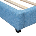 Upholstered Full Size Platform Bed With Usb Ports, Blue Full Blue Linen