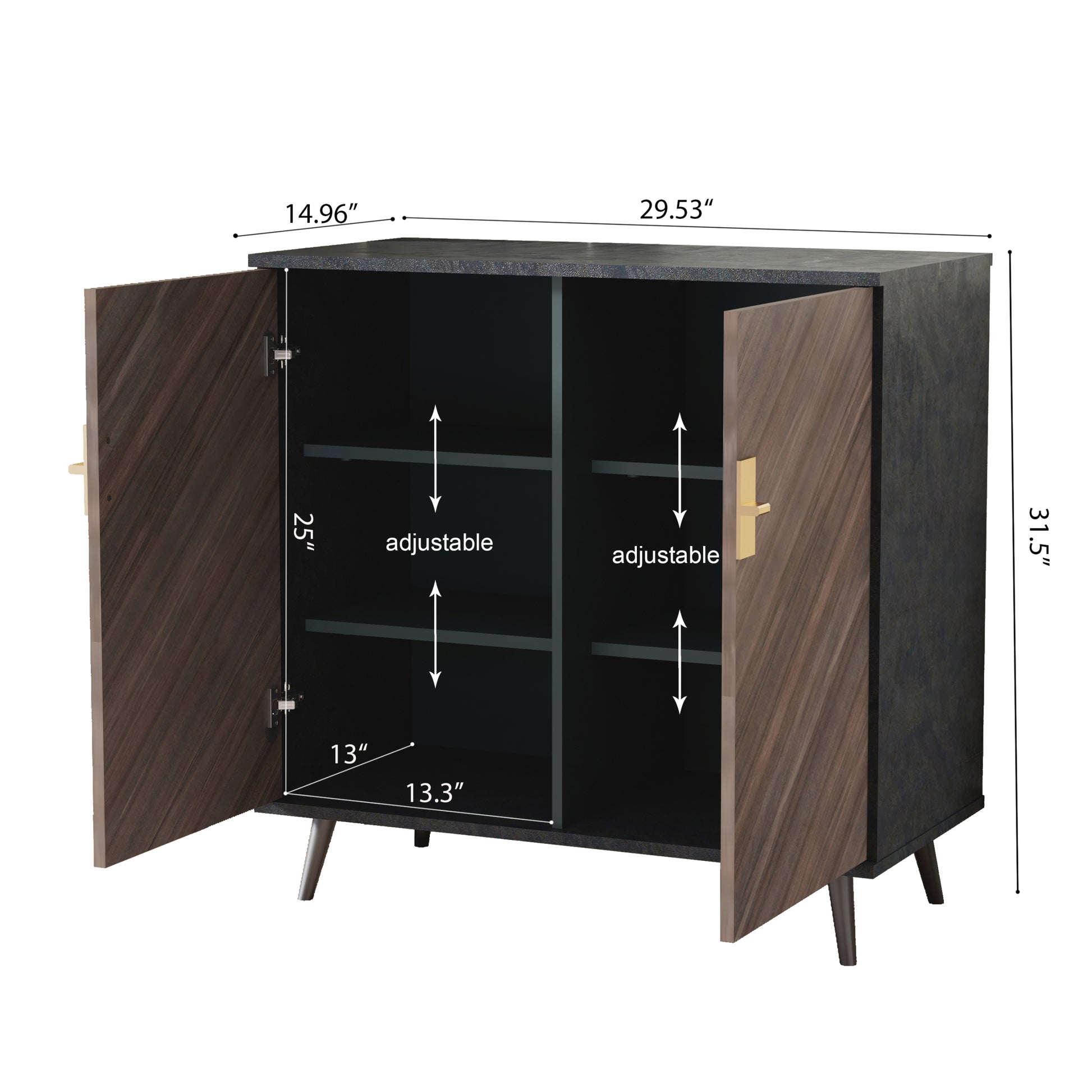 Accent Storage Cabinet With Doors, Bar Cabinet Buffet Cabinet With Storage For Living Room, Hallway, Bedroom Brown Mix Particle Board