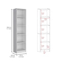 Home Xs Bookcase With 5 Tier Shelves And Slim Design White Office White Particle Board Particle Board