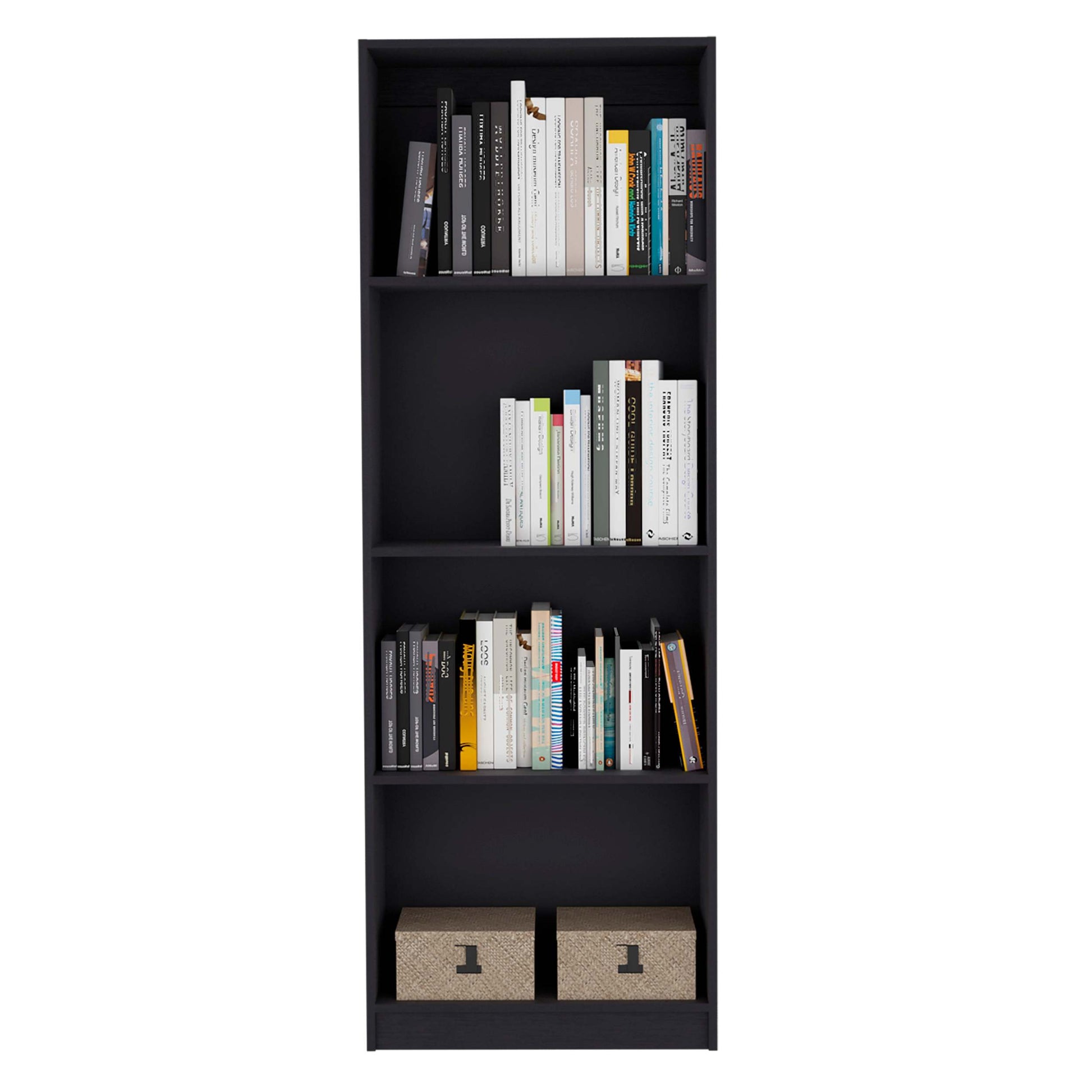 Home Bookcase With 4 Shelf Modern Display Unit For Books And Decor Black Office Black Particle Board Particle Board