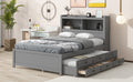 Full Size Platform Bed With Trundle, Drawers And Usb Plugs, Gray Full Gray Pine