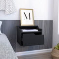 Busan Modern Floating Nightstandend Table, Side Table Single Drawer Design With Sleek Two Tiered Top Shelf Surfaces Black Bedroom Black Particle Board Particle Board