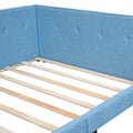 Upholstered Full Size Platform Bed With Usb Ports, Blue Full Blue Linen