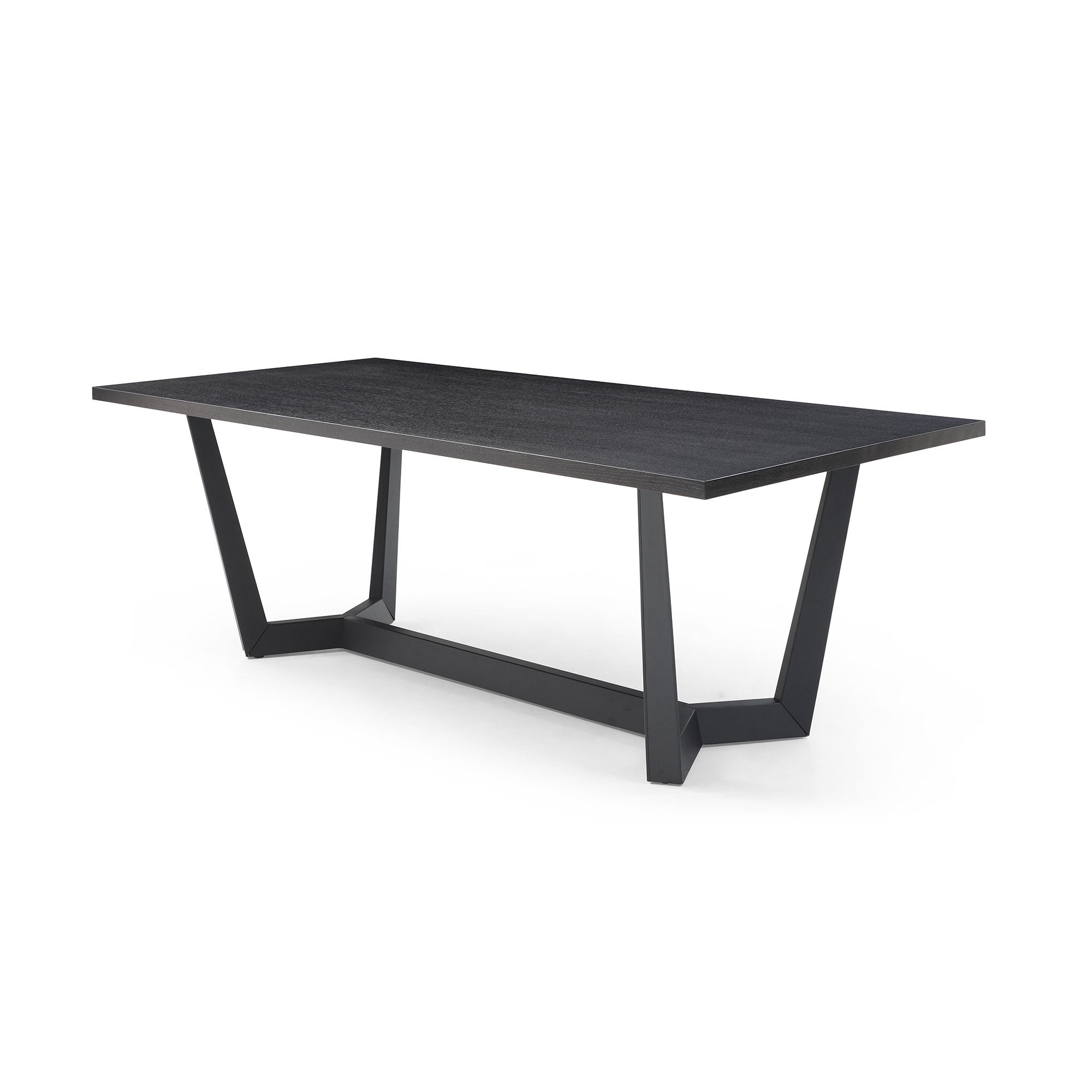 86.86" Dining Table Mid Century Modern Rectangle MDF matt black-foam-mdf+steel