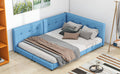 Upholstered Queen Size Platform Bed With Usb Ports, Blue Box Spring Not Required Blue Linen