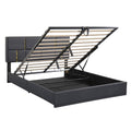 Queen Size Upholstered Platform Bed With Hydraulic Storage System,No Box Spring Needed,Black Black Pu