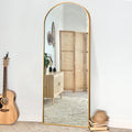 Gold 65X22 Inch Metal Arch Stand Full Length Mirror Gold Classic Mdf Glass Aluminium Alloy