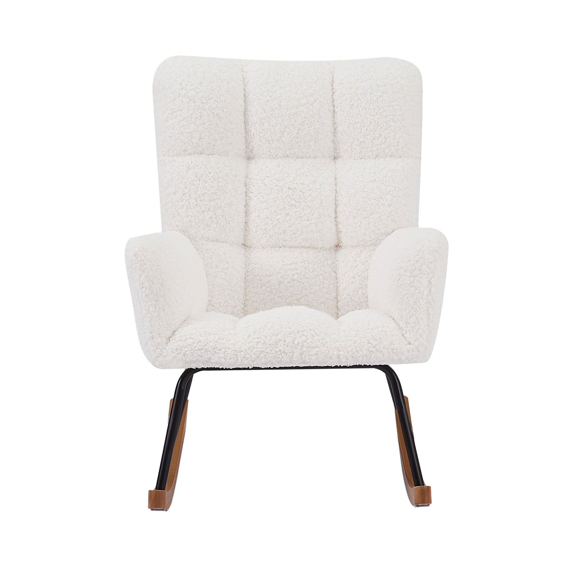 Comfy Upholstered Lounge Chair Rocking Chair With High Backrest, For Nursing Baby, Reading, Napping Off White Off White Foam Boucle