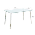 Modern Minimalist Rectangle Glass Dining Table, Transparent Glass Tabletop And Electroplate Metal Legs, Suitable For Kitchens, Restaurants, And Living Rooms Clear Rectangular Glass Metal