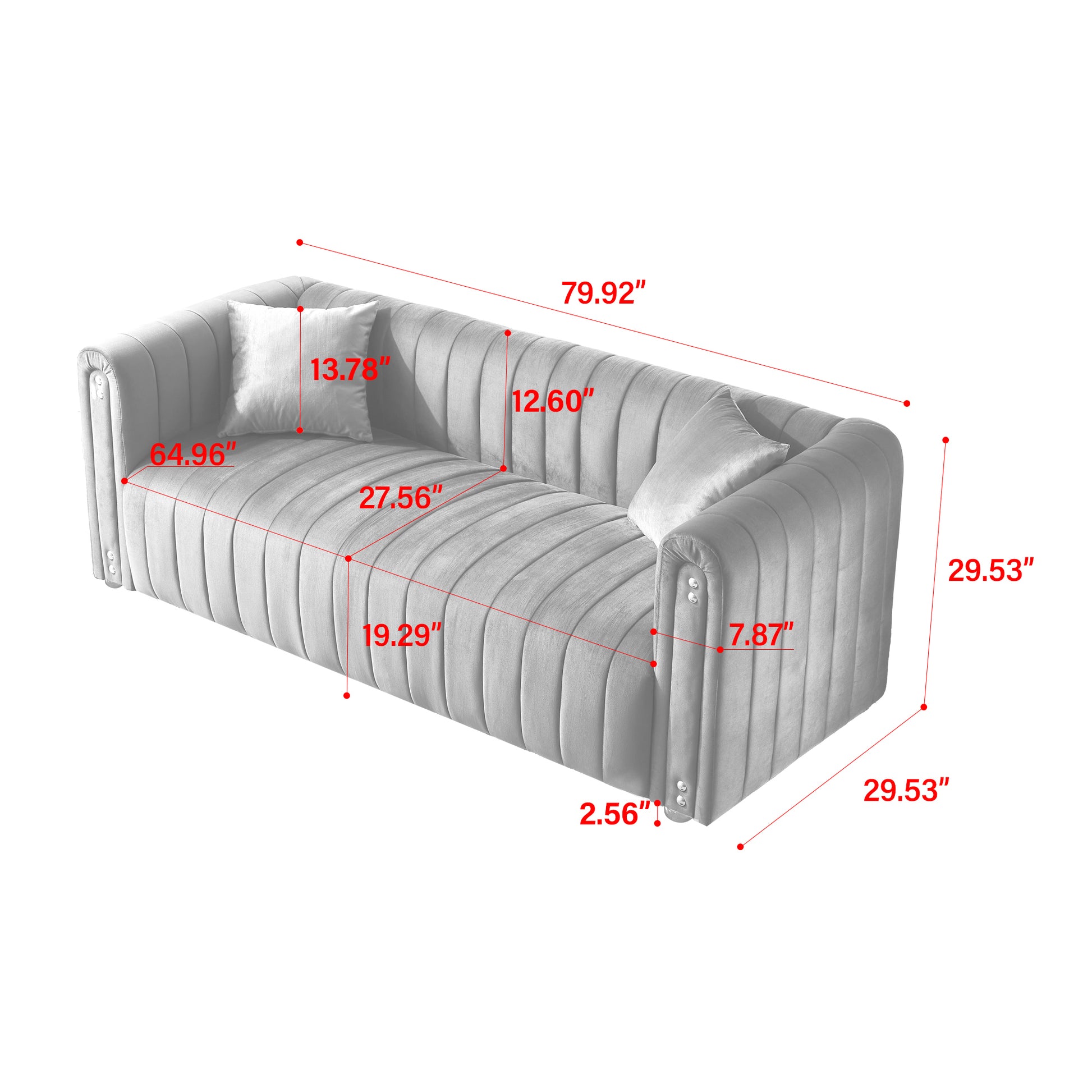 79.92" Modern Vertical Channel Tufted Velvet Sofa,Comfortable Sofa For Living Room Green Green Velvet 3 Seat