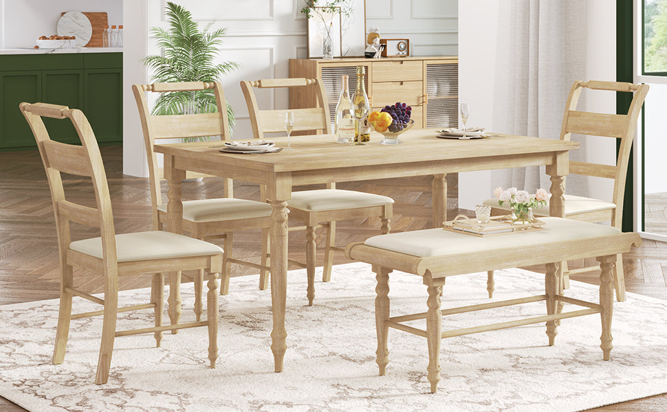 6 peice Dining Set with Turned Legs, Kitchen