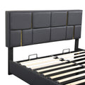 Queen Size Upholstered Platform Bed With Hydraulic Storage System,No Box Spring Needed,Black Black Pu