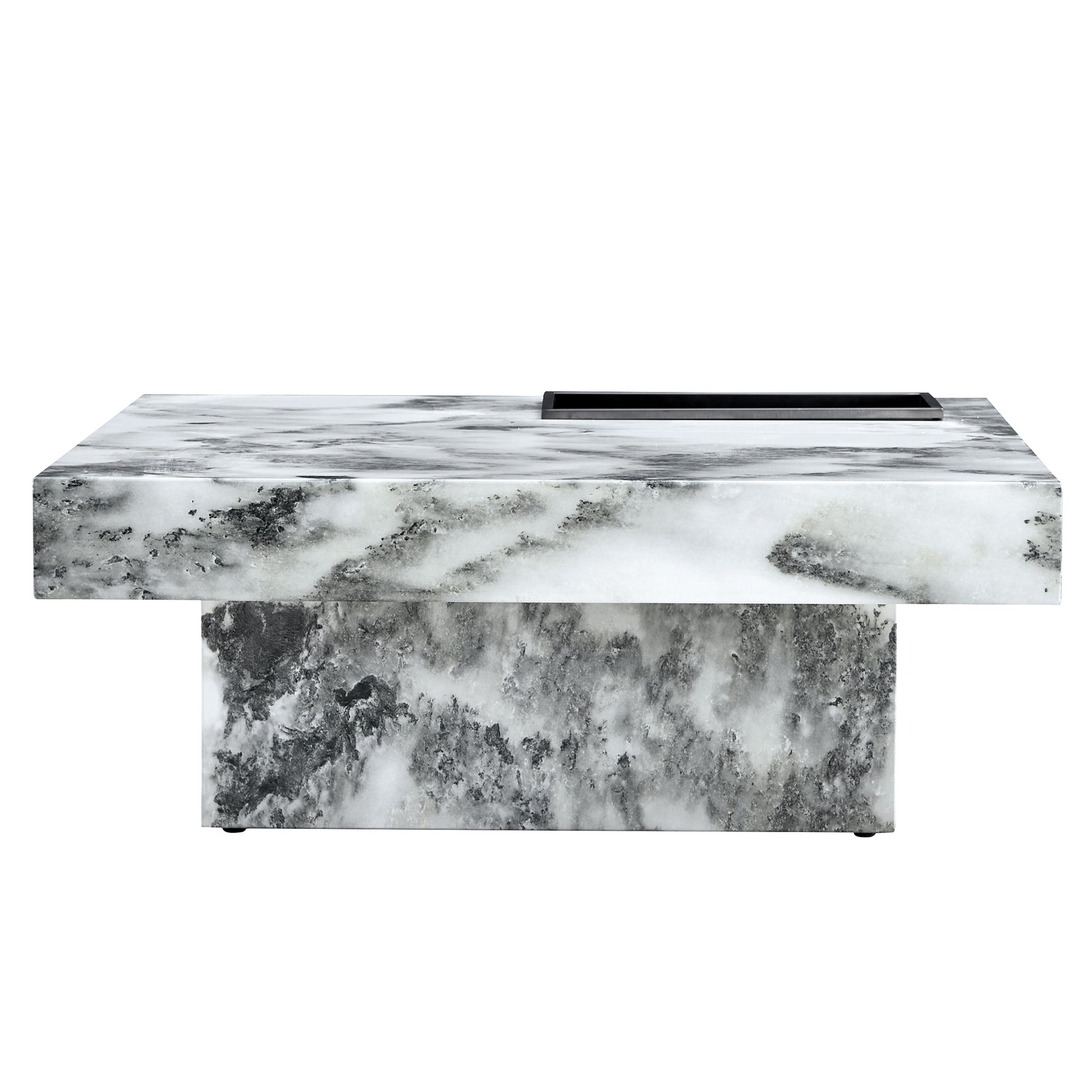 A Modern And Practical Coffee Table, Black And White In Imitation Marble Pattern, Made Of Mdf Material. The Fusion Of Elegance And Natural Fashion 31.4"* 31.4"* 12 " White Mdf