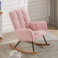 Rocking Chair, Leisure Sofa Glider Chair, Comfy Upholstered Lounge Chair With High Backrest, For Nursing Baby, Reading, Napping Pink Pink Foam Boucle