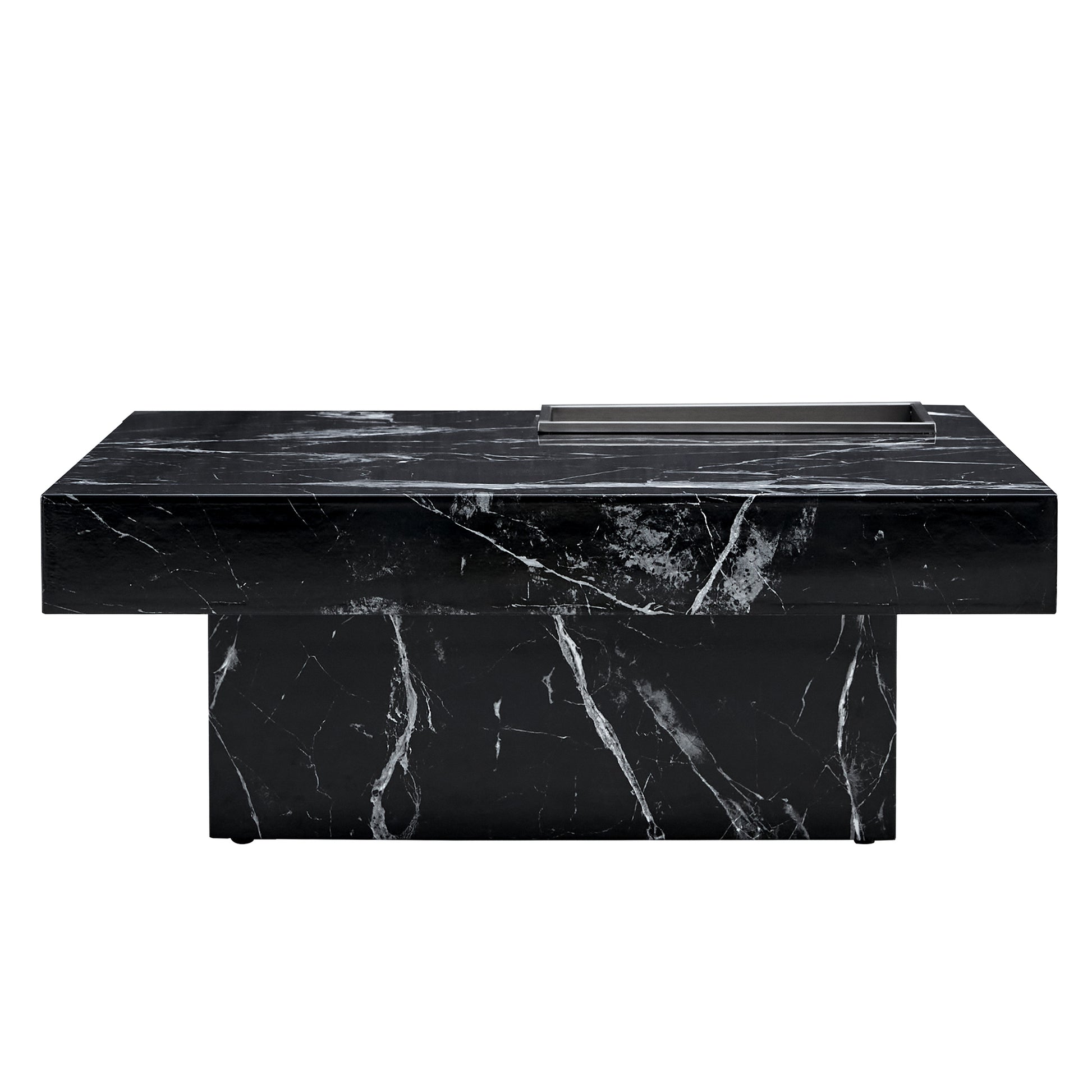 A Modern And Practical Coffee Table Made Of Mdf Material With Black Patterns. The Fusion Of Elegance And Natural Fashion 31.4"*31.4"*12" Black Mdf