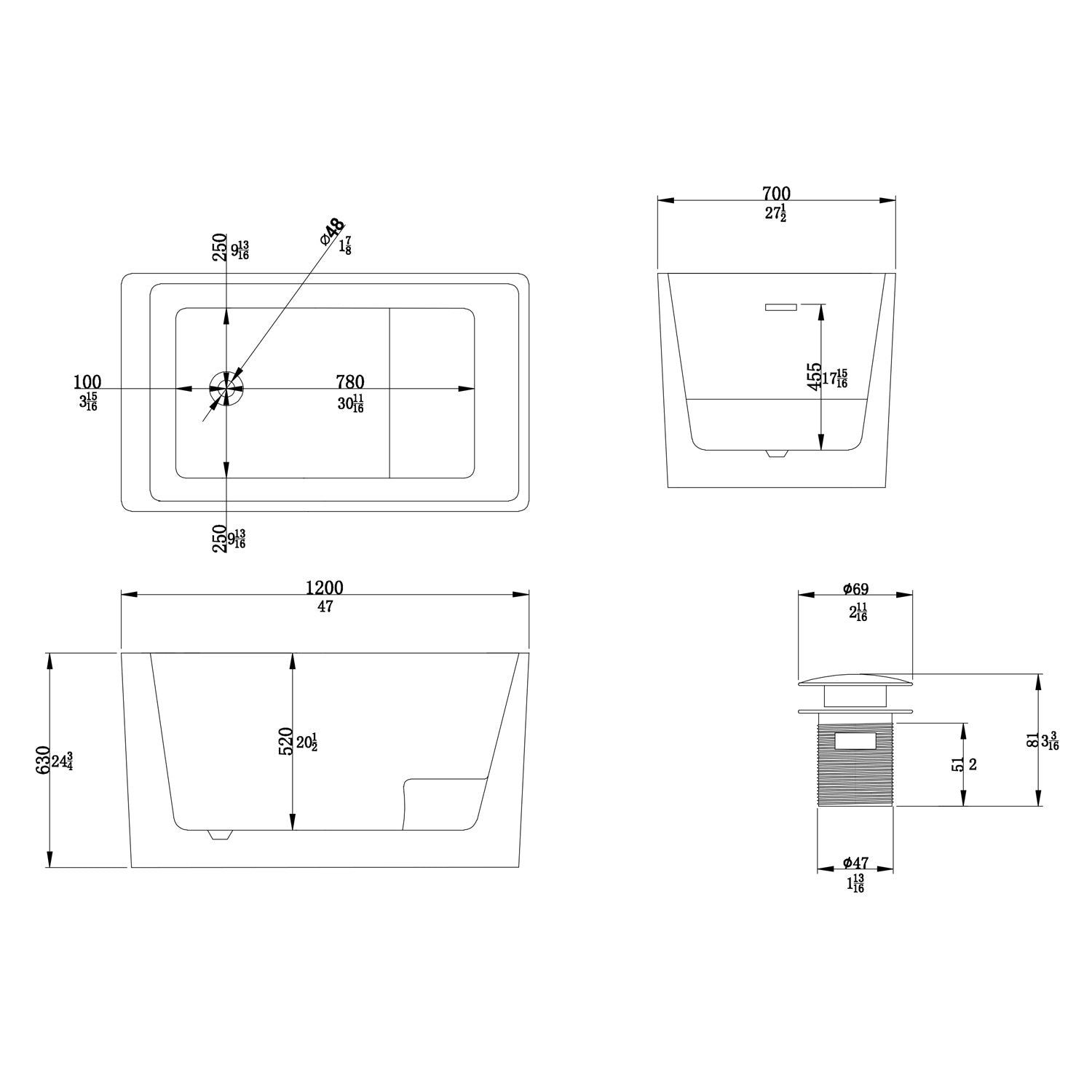 Freestanding Acrylic Flatbottom Soaking Tub Bathtub In White White Acrylic