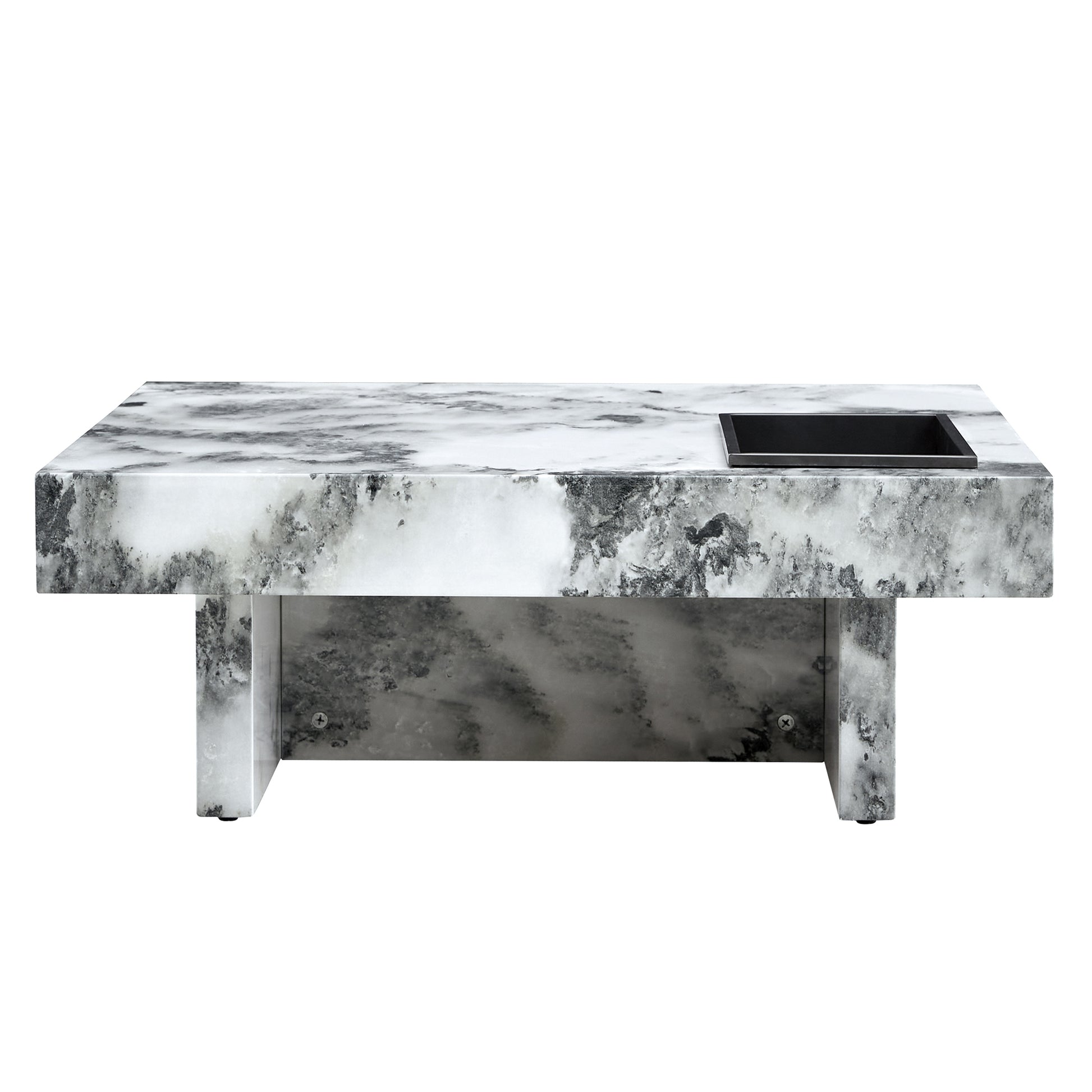 A Modern And Practical Coffee Table, Black And White In Imitation Marble Pattern, Made Of Mdf Material. The Fusion Of Elegance And Natural Fashion 31.4"* 31.4"* 12 " White Mdf