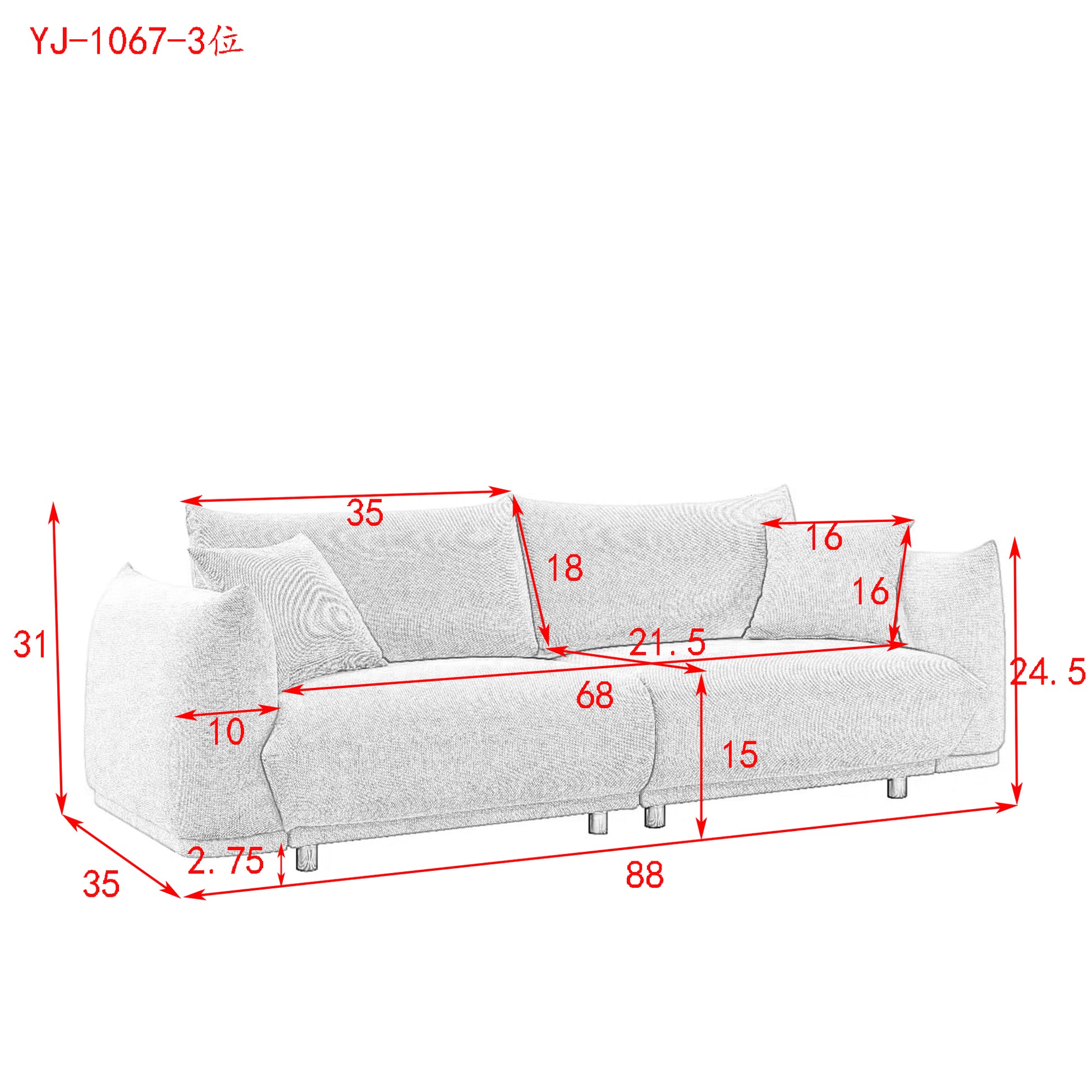 3 Seater 2 Seater Combination Sofa Modern Couch For Living Room Sofa,Solid Wood Frame And Stable Metal Legs, 4 Pillows, Sofa Furniture For Apartment Grey Polyester Wood Primary Living Space Pine