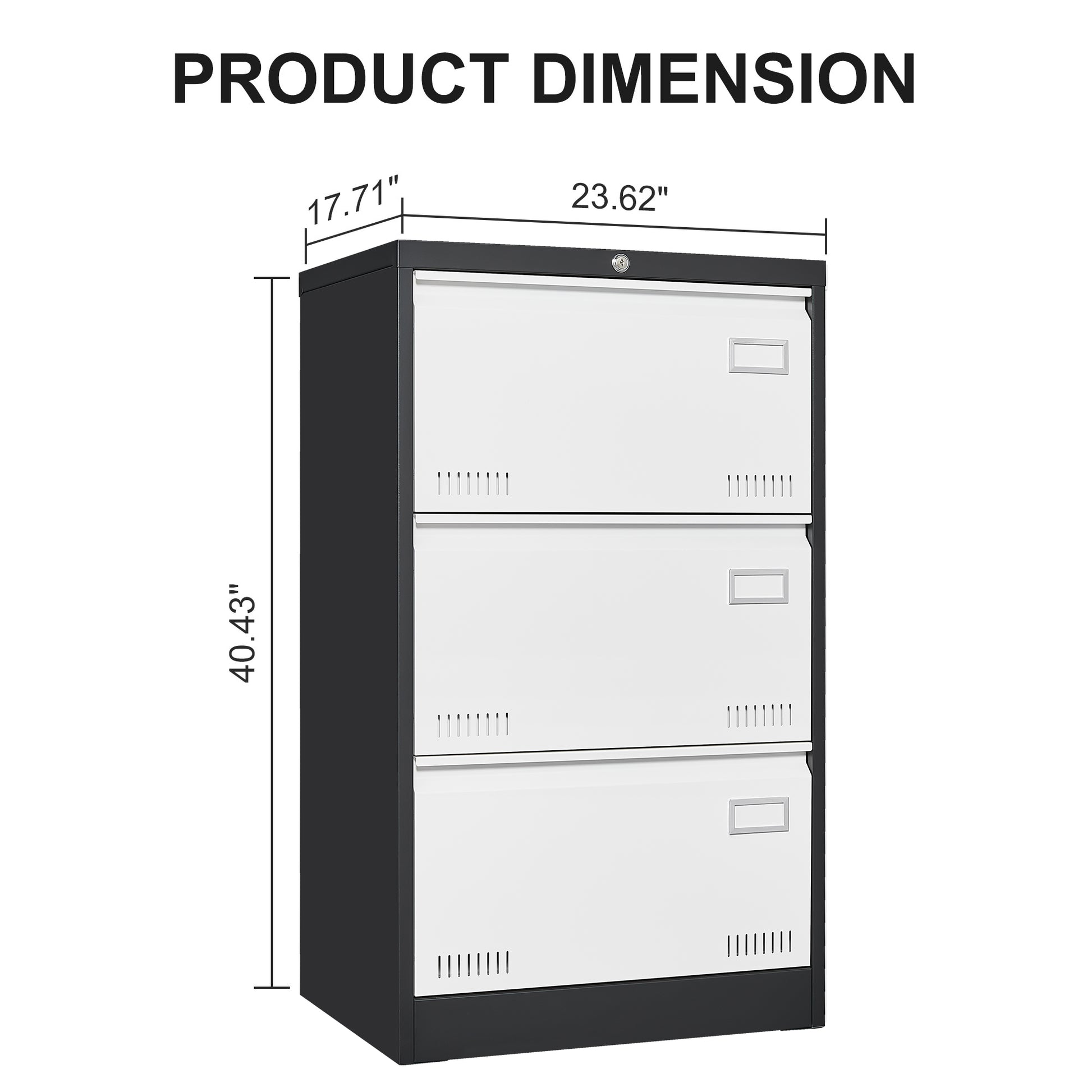 3 Drawer Metal Lateral File Cabinet With Lock,Office Vertical Files Cabinet For Home Office Legal Letter A4,Locking Metal File Cabinet,Assembly Required Filing Cabinets 3 4 Drawers Black White Office Drawers Included Metal